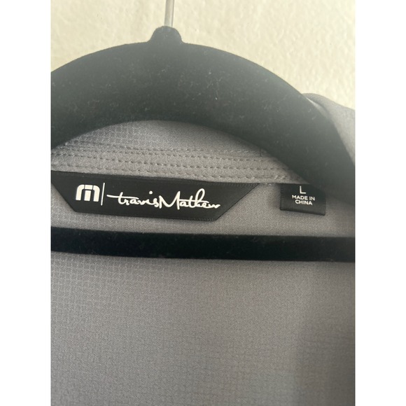 TravisMathew Mens Grey Full Zip Hooded Performance Jacket Large Textured Grid - Picture 3 of 7